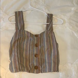 cute button up crop tank